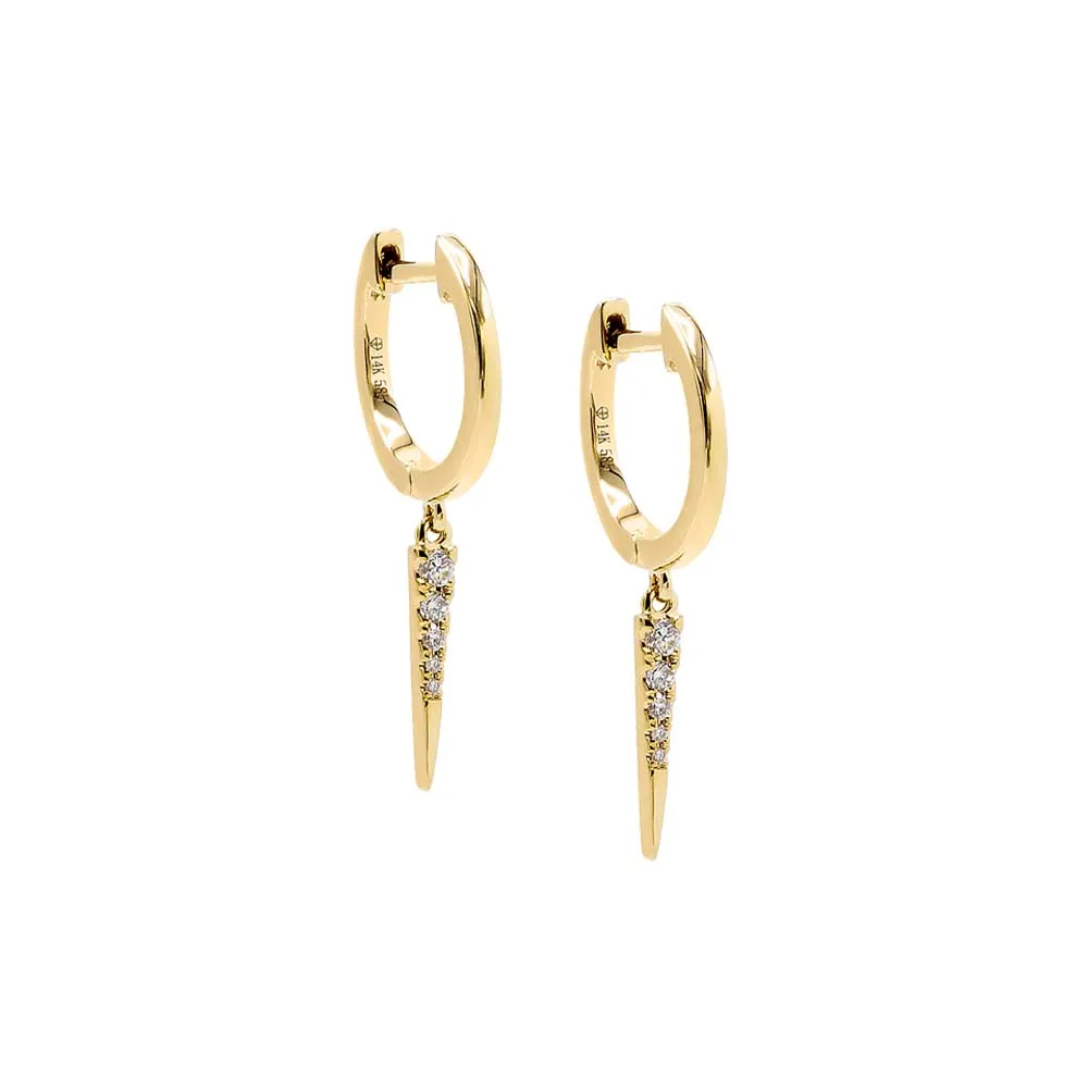 Diamond Long Spike Huggie Earring 14K sold by Adina Eden's