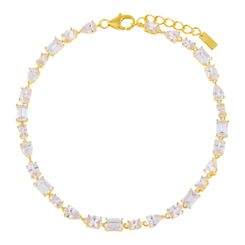 CZ Multi Shape Stone Anklet sold by Adina Eden's