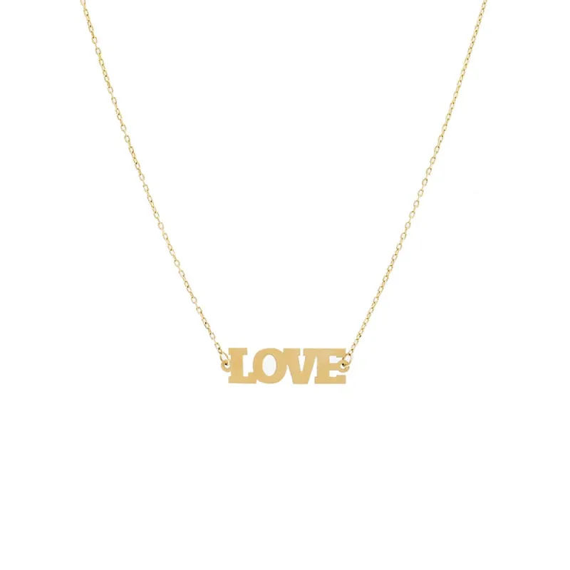 Solid Love Nameplate Necklace 14K sold by Adina Eden's