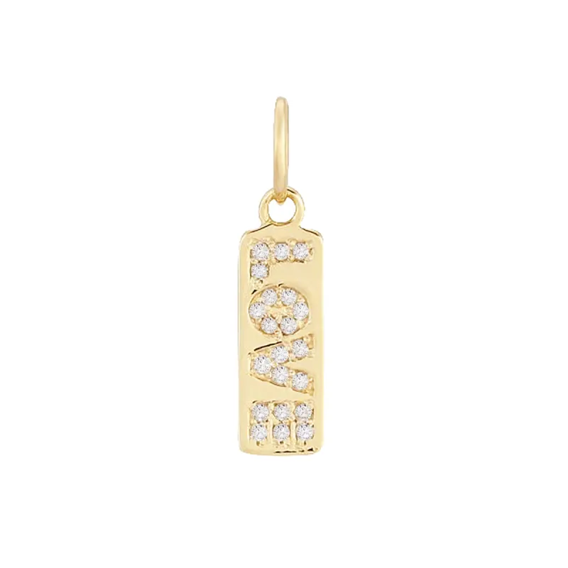 Diamond Love Dog Tag Charm 14K sold by Adina Eden's