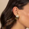 Puffy Ridged On The Ear Stud Earring sold by Adina Eden's