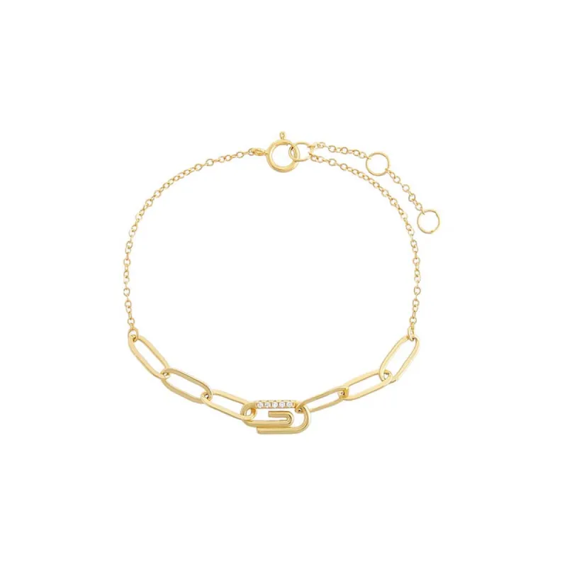 Pavé Safety Pin Paperclip Bracelet sold by Adina Eden's