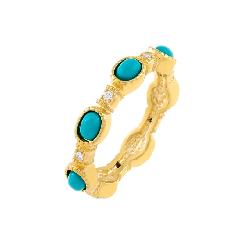 CZ X Turquoise Oval Ring sold by Adina Eden's