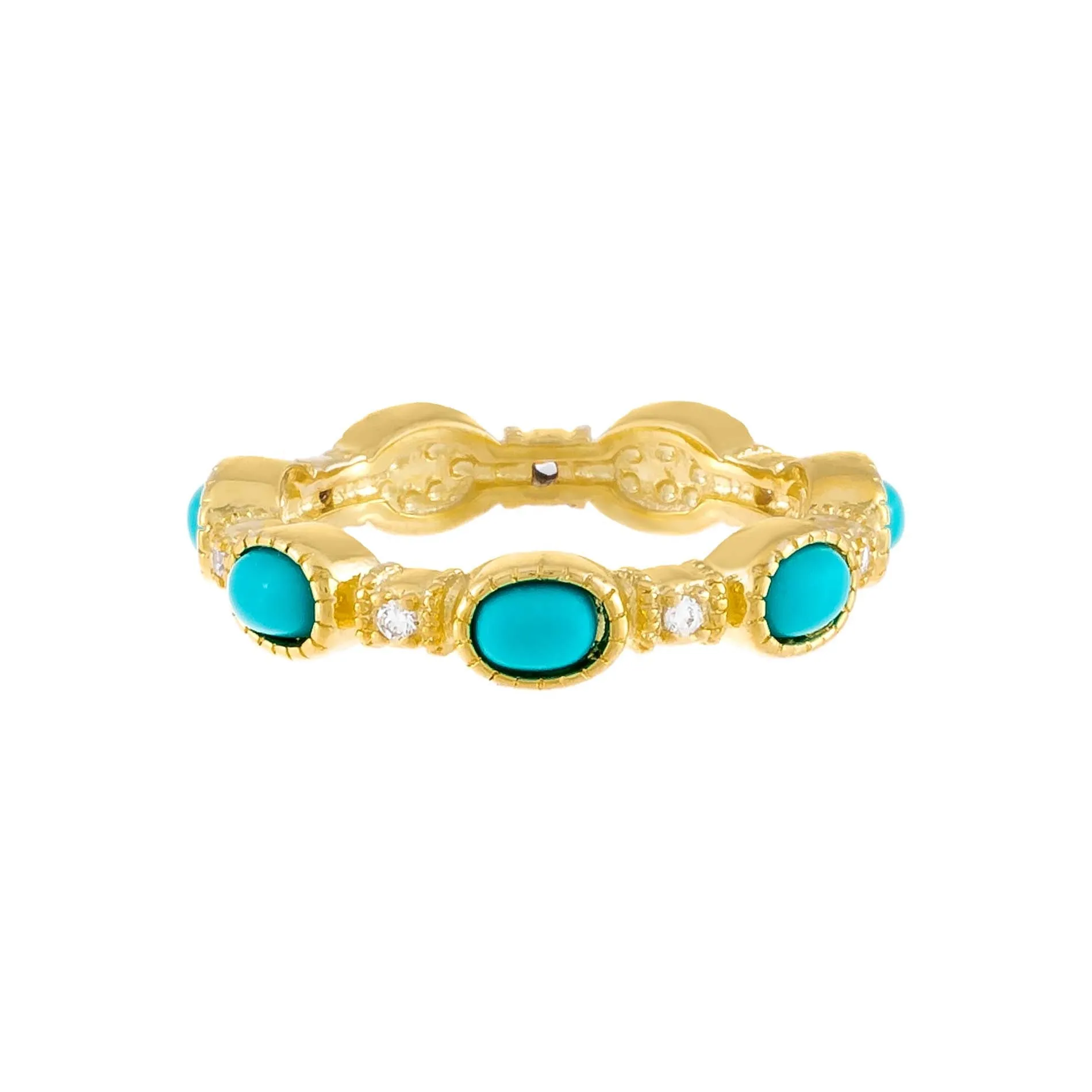 CZ X Turquoise Oval Ring sold by Adina Eden's product image thumbnail 3