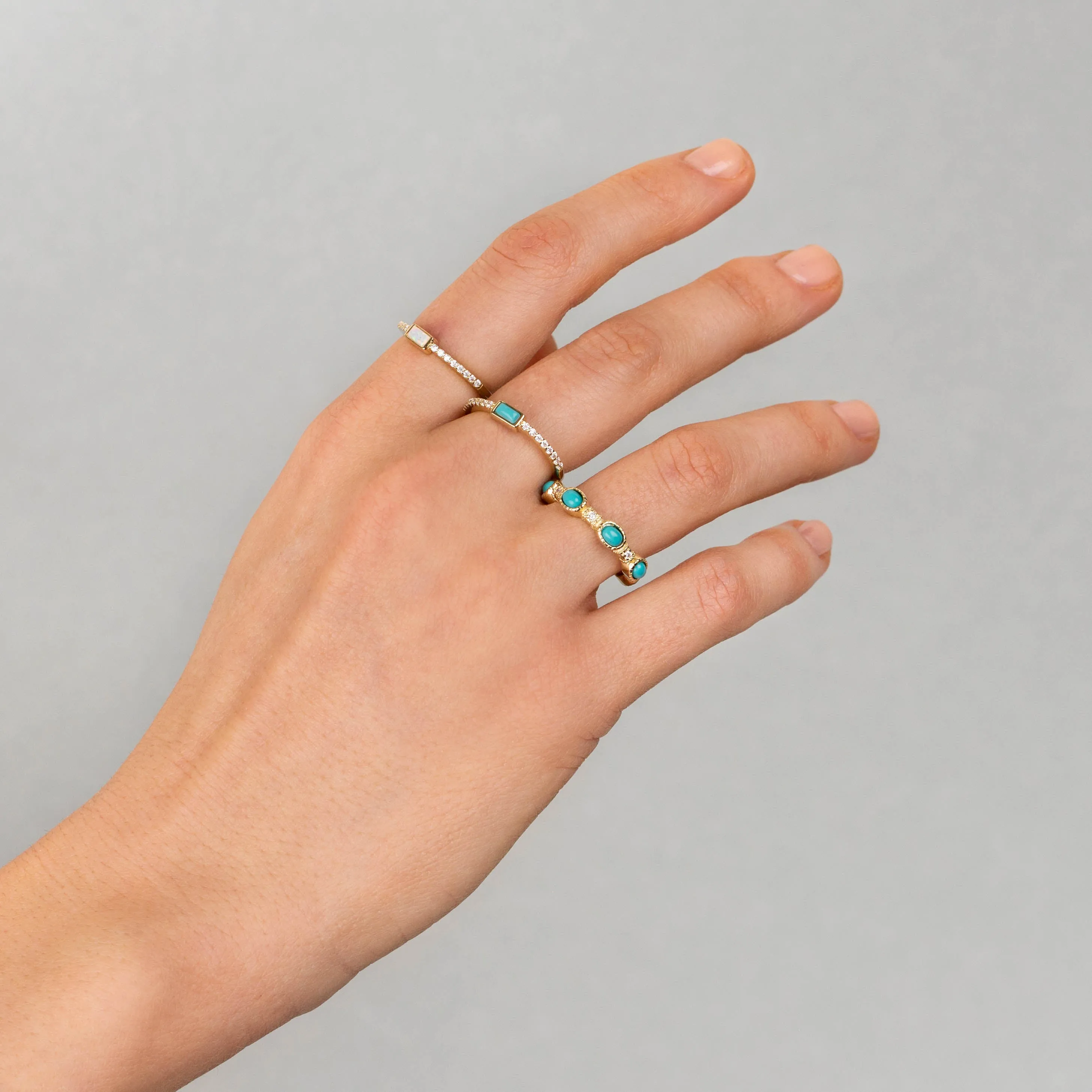 CZ X Turquoise Oval Ring sold by Adina Eden's product image thumbnail 2