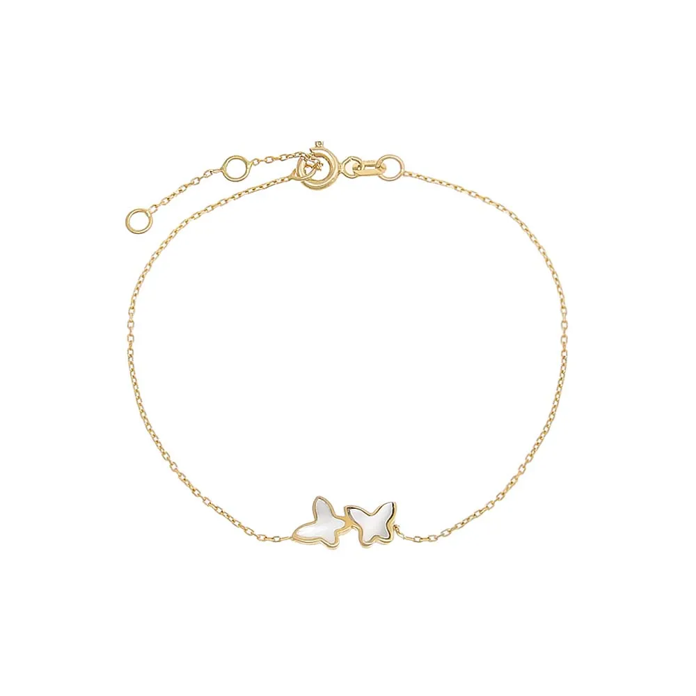 Mother Of Pearl Double Butterfly Bracelet 14K sold by Adina Eden's