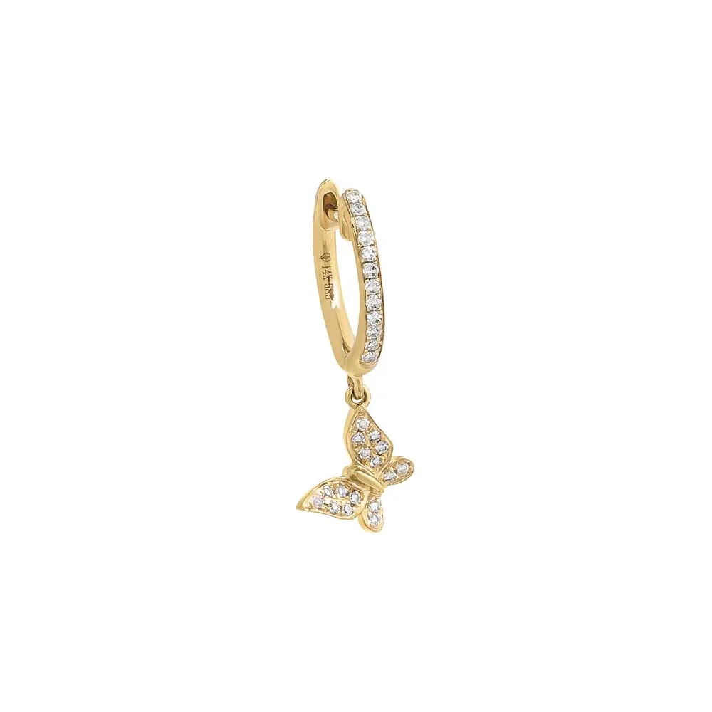 Diamond Pave Dangling Butterfly Huggie Earring 14K sold by Adina Eden's product image thumbnail 3