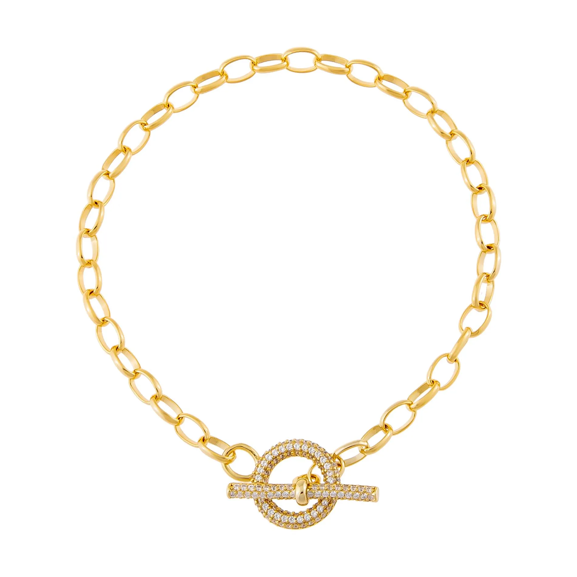 Pavé Toggle Chain Link Bracelet sold by Adina Eden's product image thumbnail 3