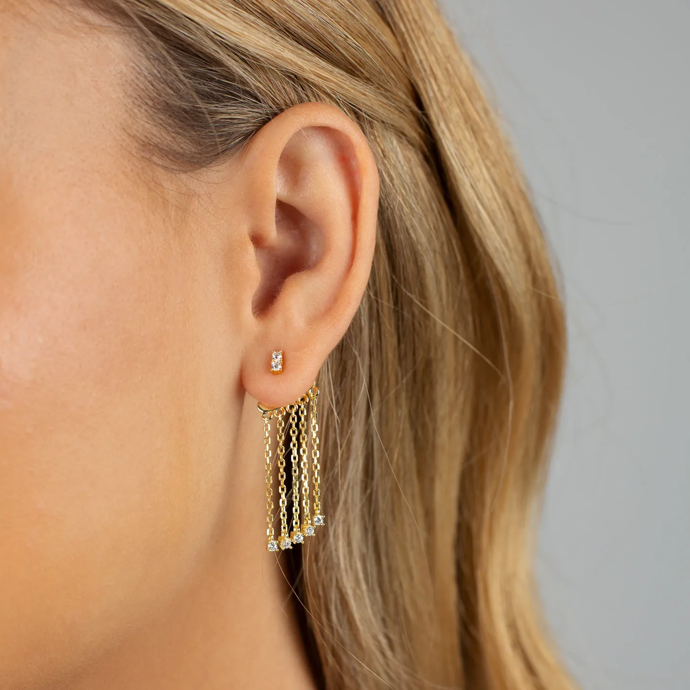 CZ Front Back Chandelier Drop Stud Earring sold by Adina Eden's product image thumbnail 2