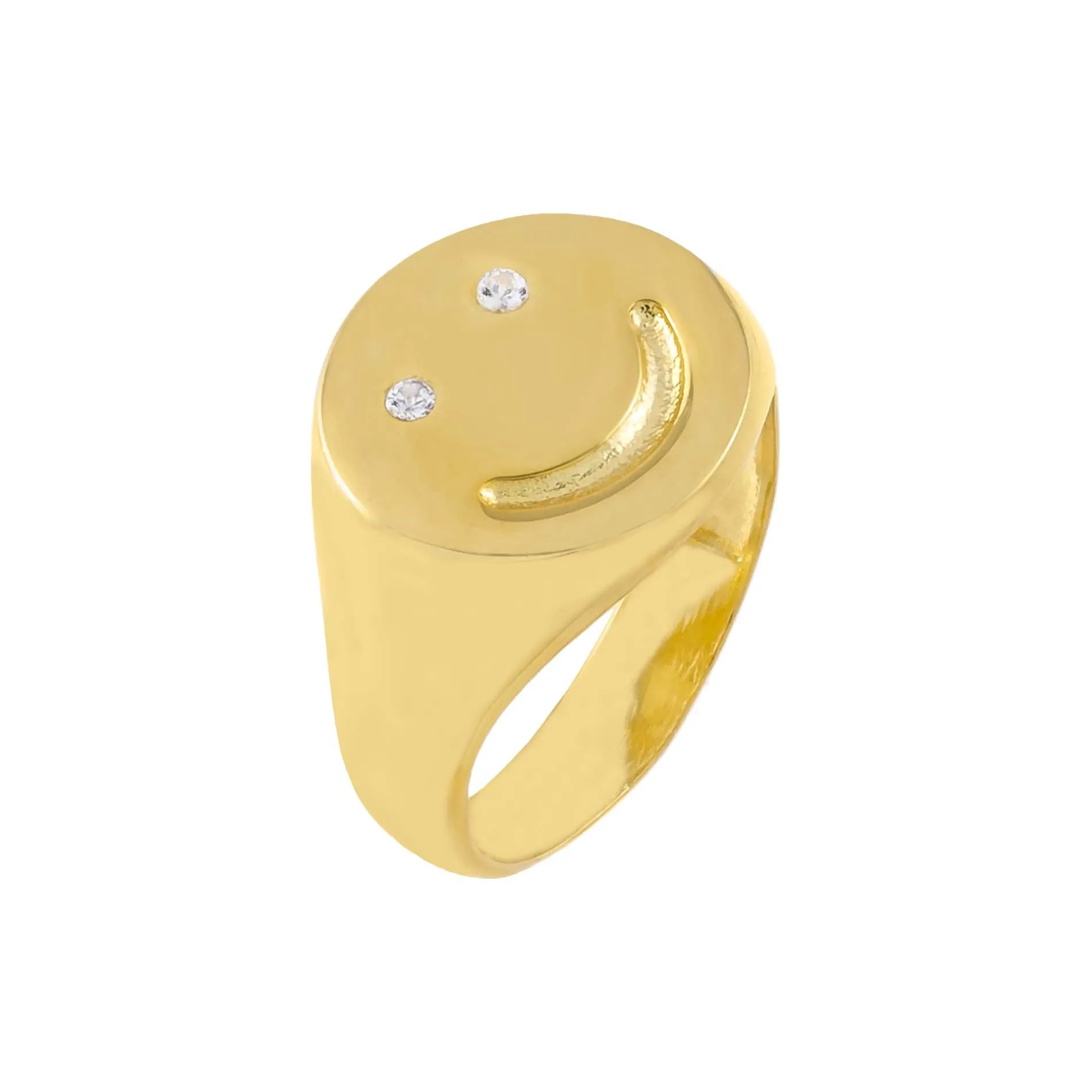 CZ Smiley Face Pinky Ring sold by Adina Eden's