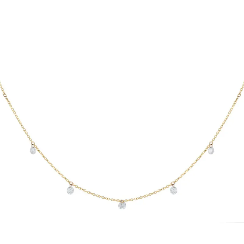 Floating Diamond Necklace 14K sold by Adina Eden's
