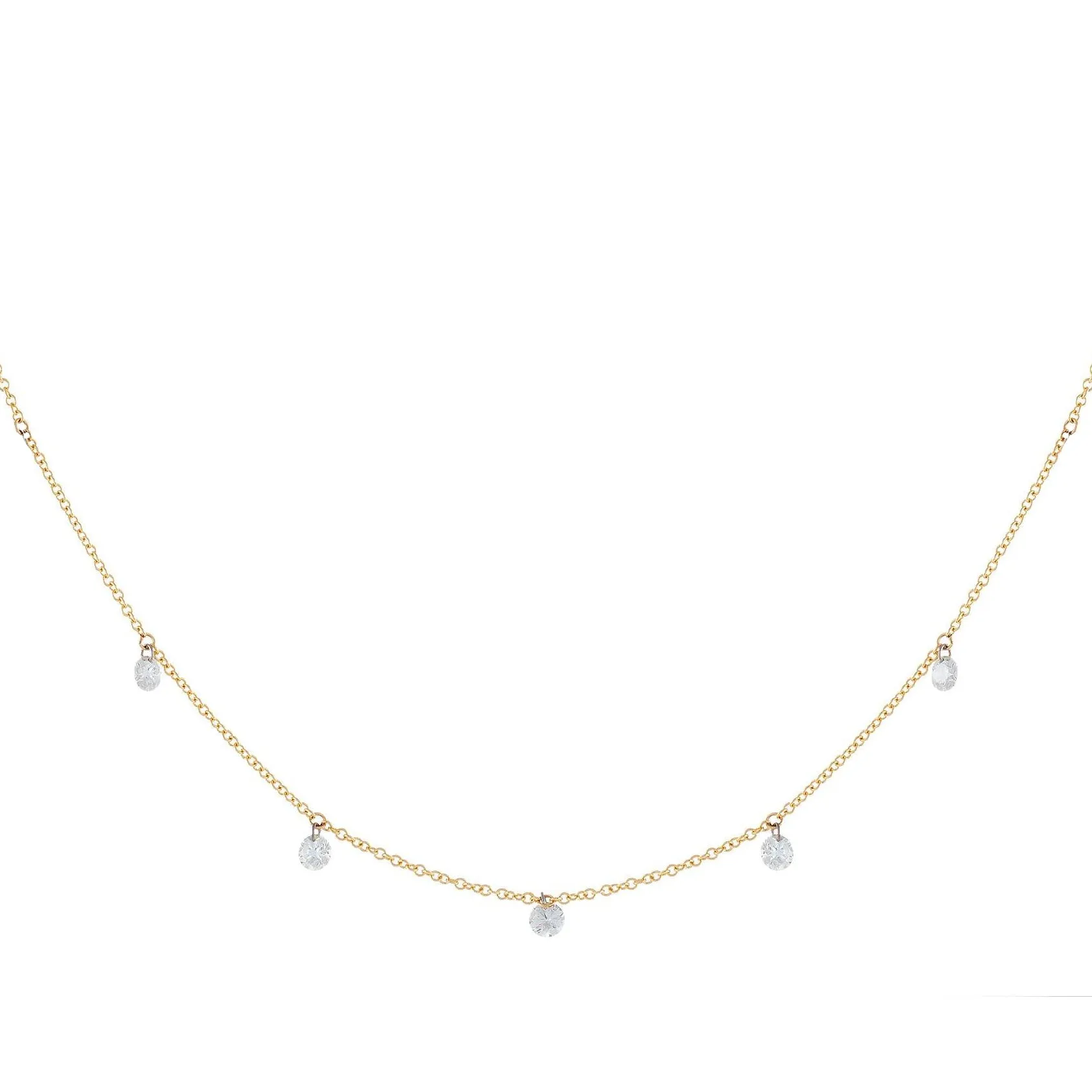 Floating Diamond Necklace 14K sold by Adina Eden's