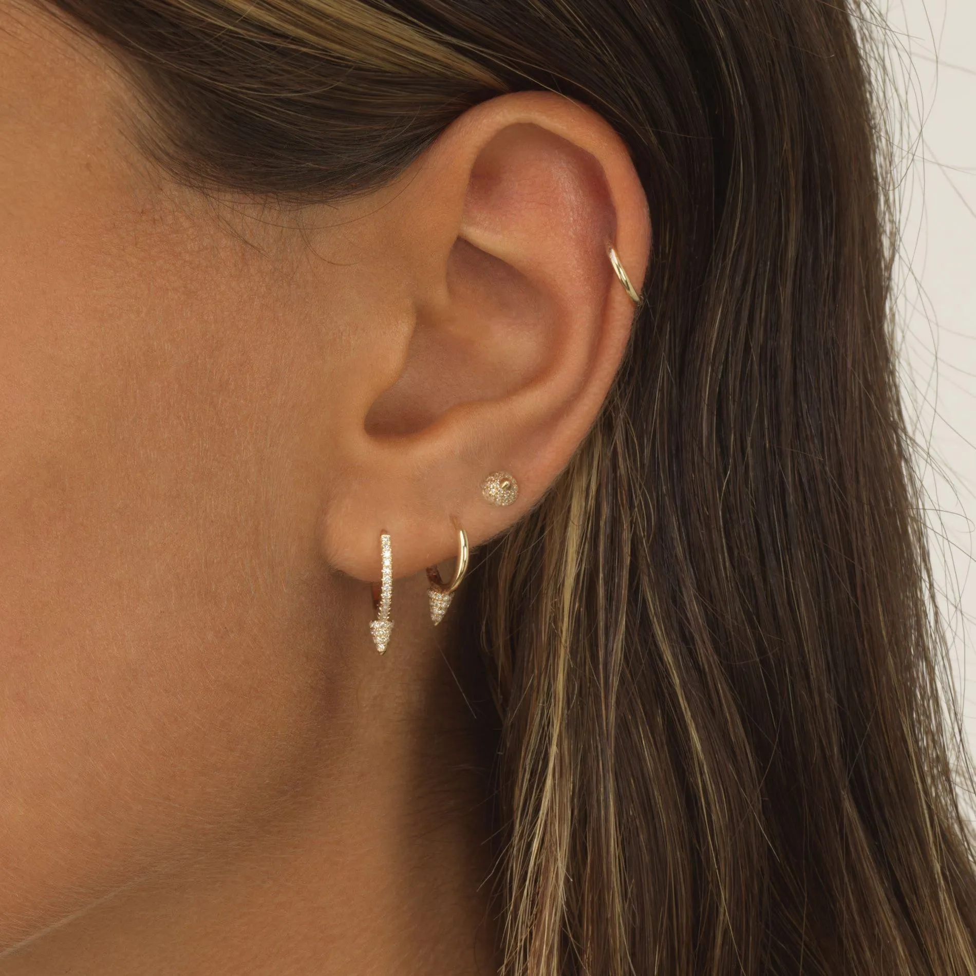 Onyx Diamond Point Huggie Earring 14K sold by Adina Eden's product image thumbnail 2