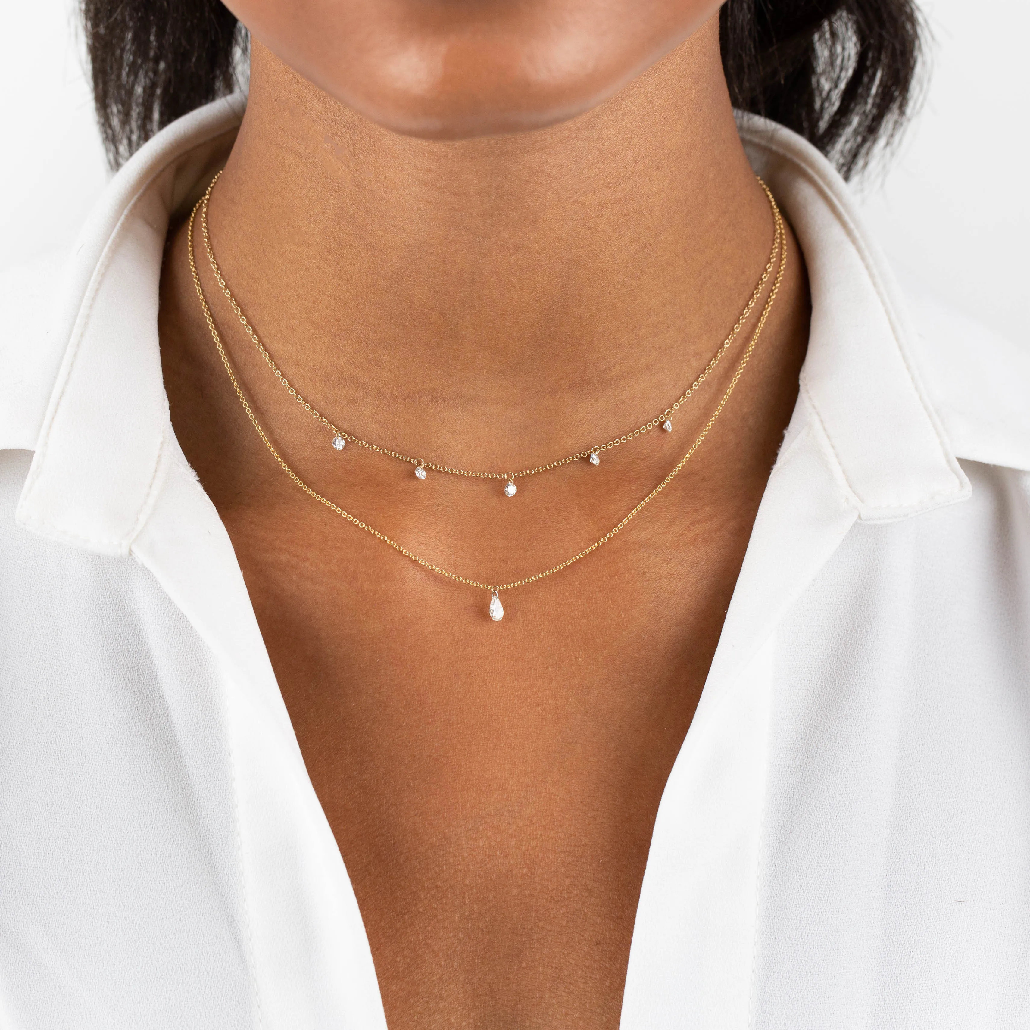 Floating Diamond Necklace 14K sold by Adina Eden's product image thumbnail 2