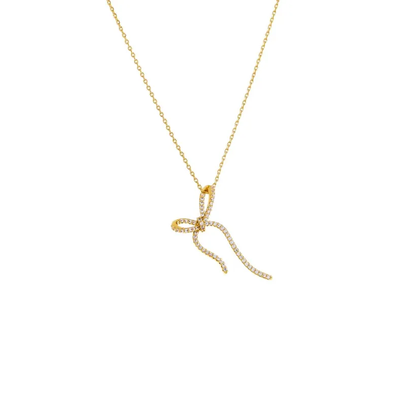 Pave Long Bow Tie Drop Necklace sold by Adina Eden's