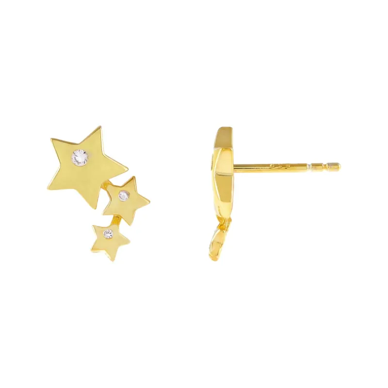 CZ Triple Star Stud Earring sold by Adina Eden's