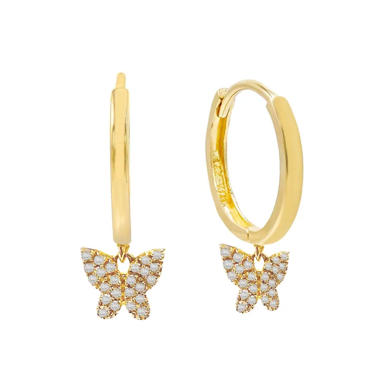 CZ Butterfly Huggie Earring 14K sold by Adina Eden's