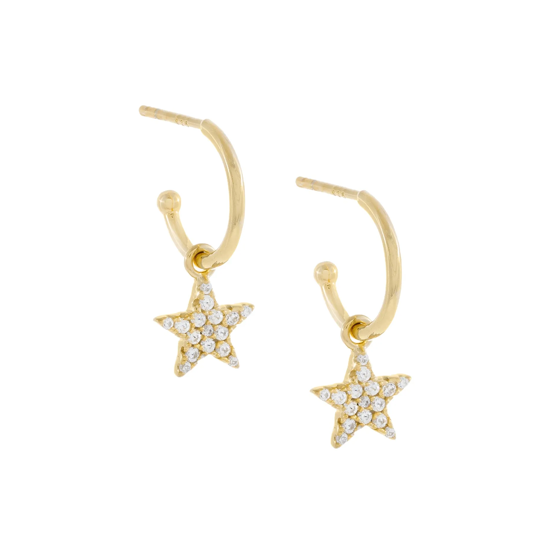 Pavé Star Hoop Earring sold by Adina Eden's