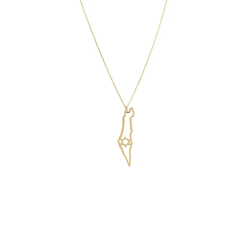 Cutout Star Of David Map Of Israel Necklace 14K sold by Adina Eden's