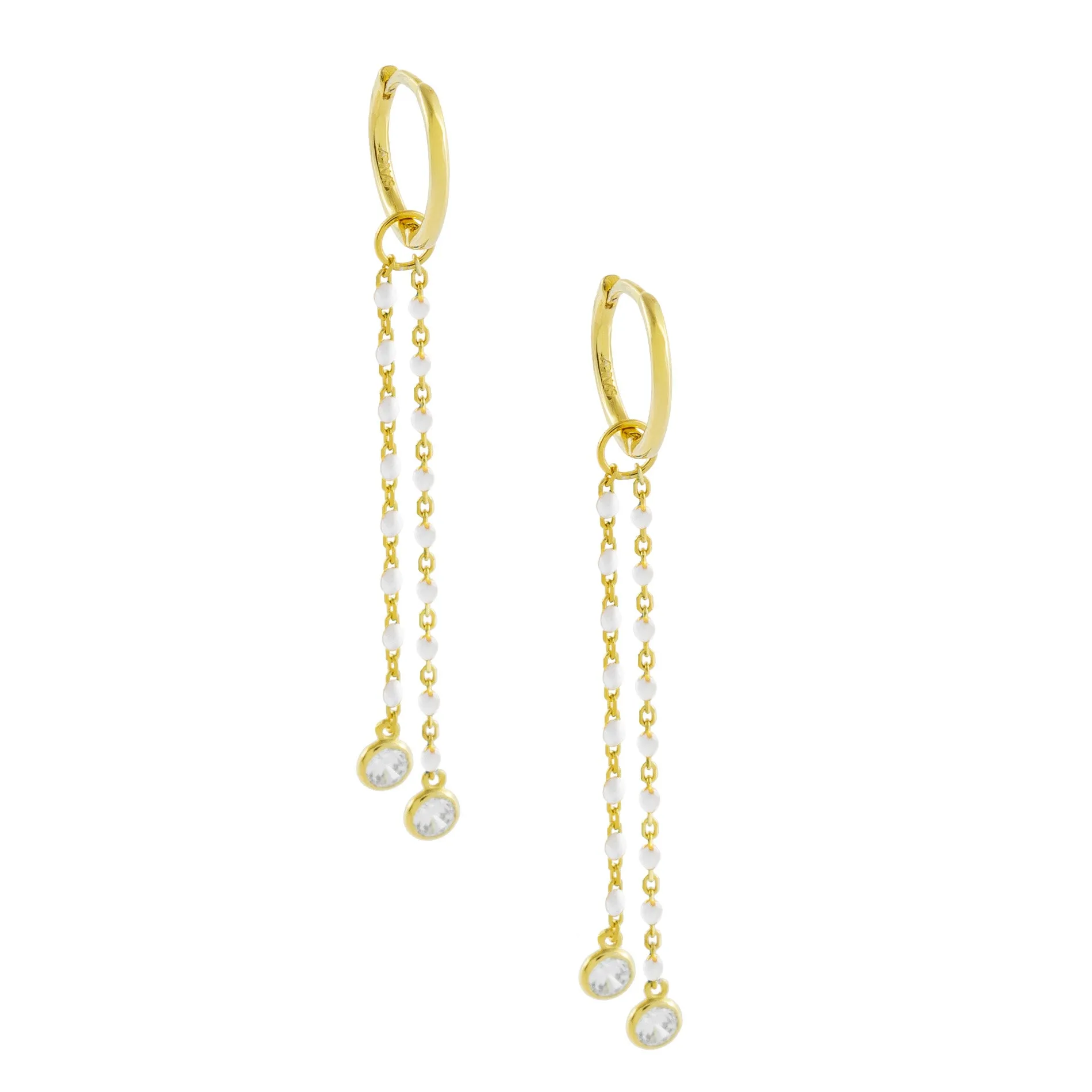 Bezel X Enamel Drop Huggie Earring sold by Adina Eden's product image thumbnail 3