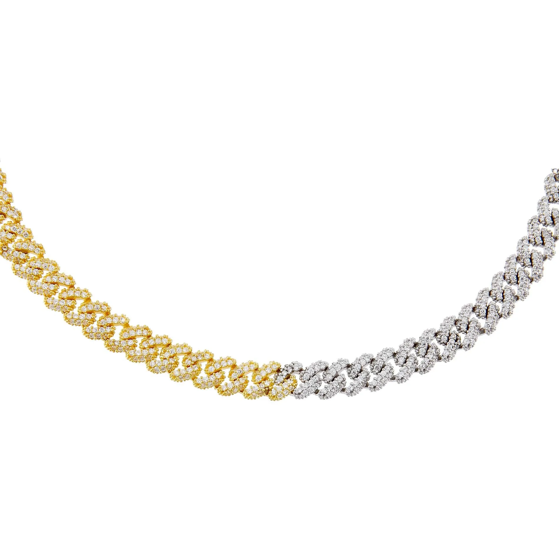 Pavé Two Tone Chain Link Choker sold by Adina Eden's