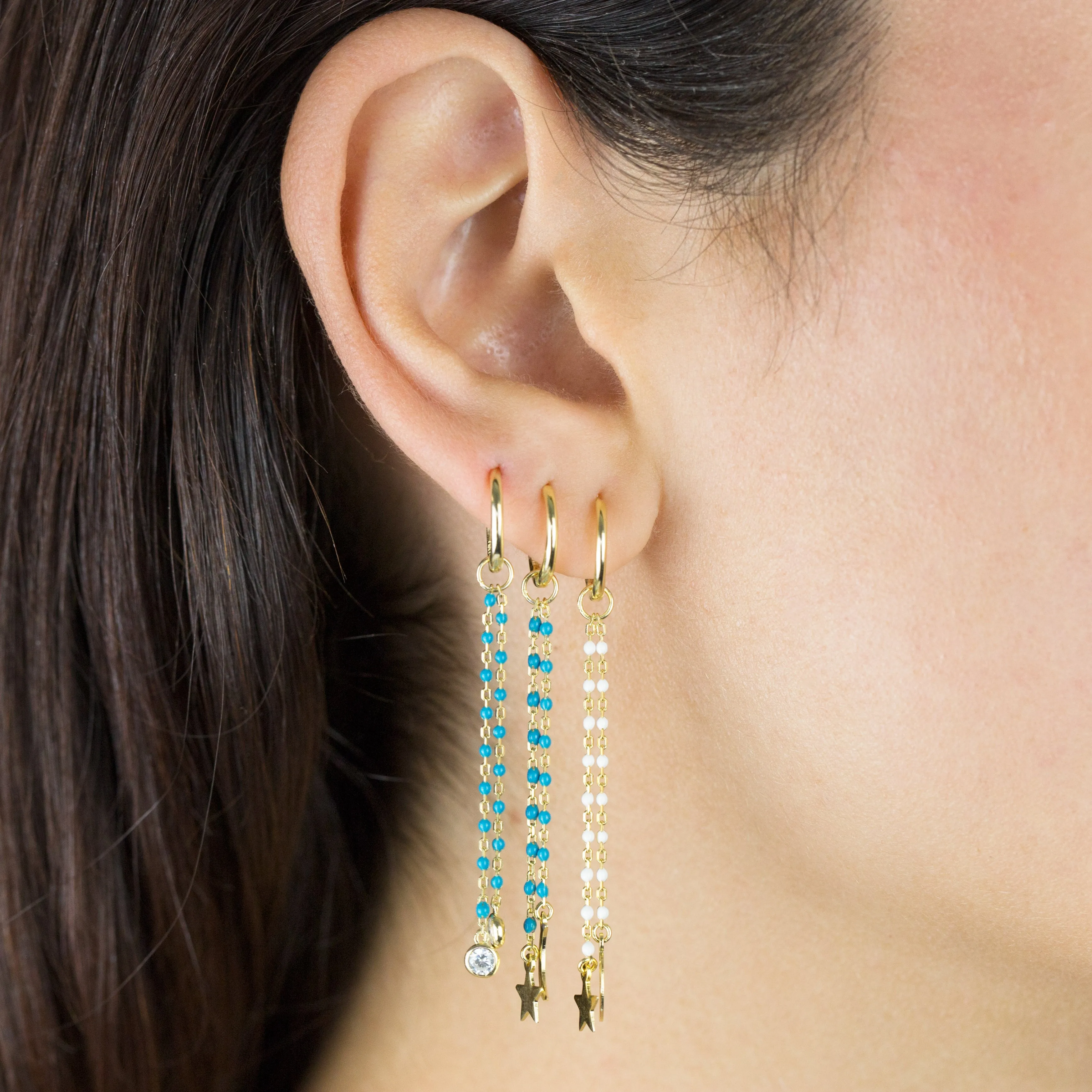 Bezel X Enamel Drop Huggie Earring sold by Adina Eden's product image thumbnail 2