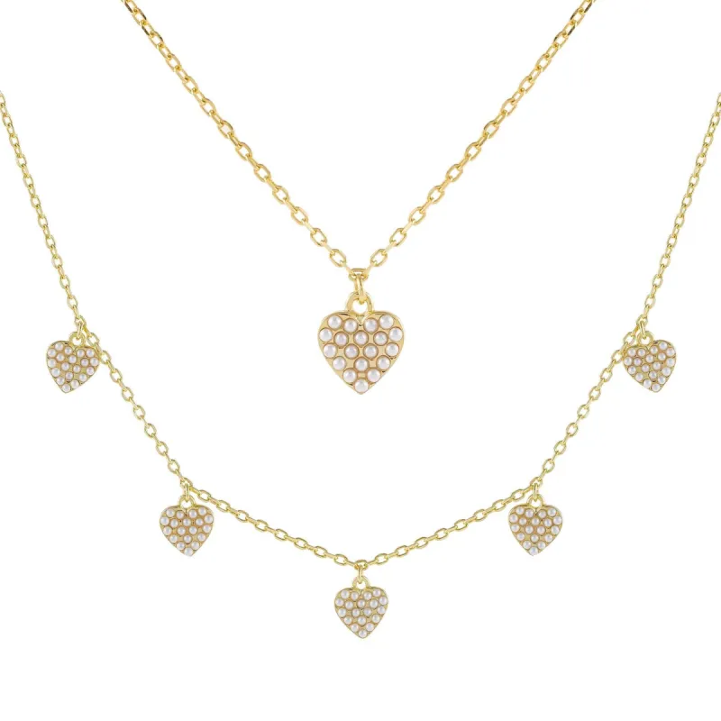 Pearl Heart Necklace Combo Set sold by Adina Eden's