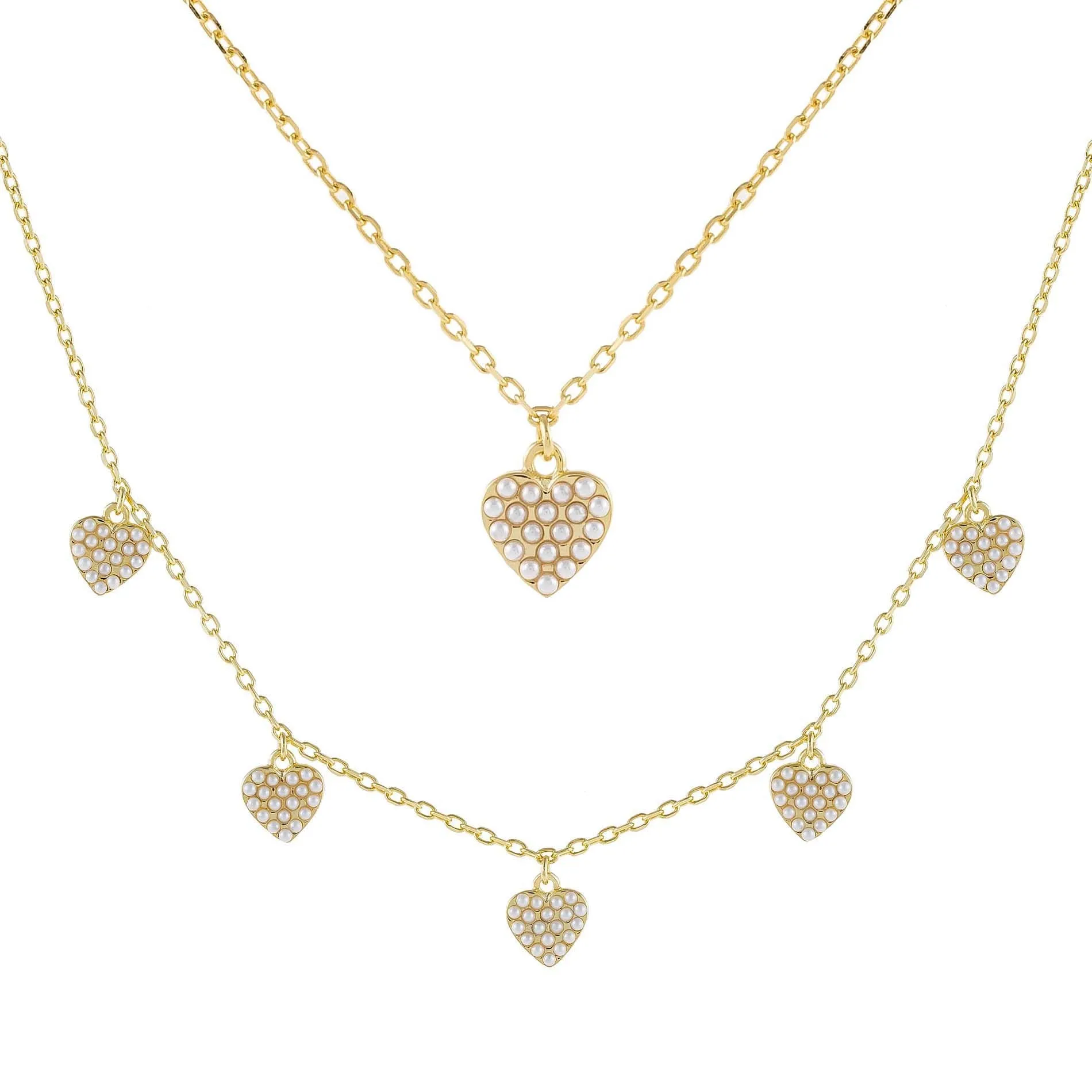 Pearl Heart Necklace Combo Set sold by Adina Eden's