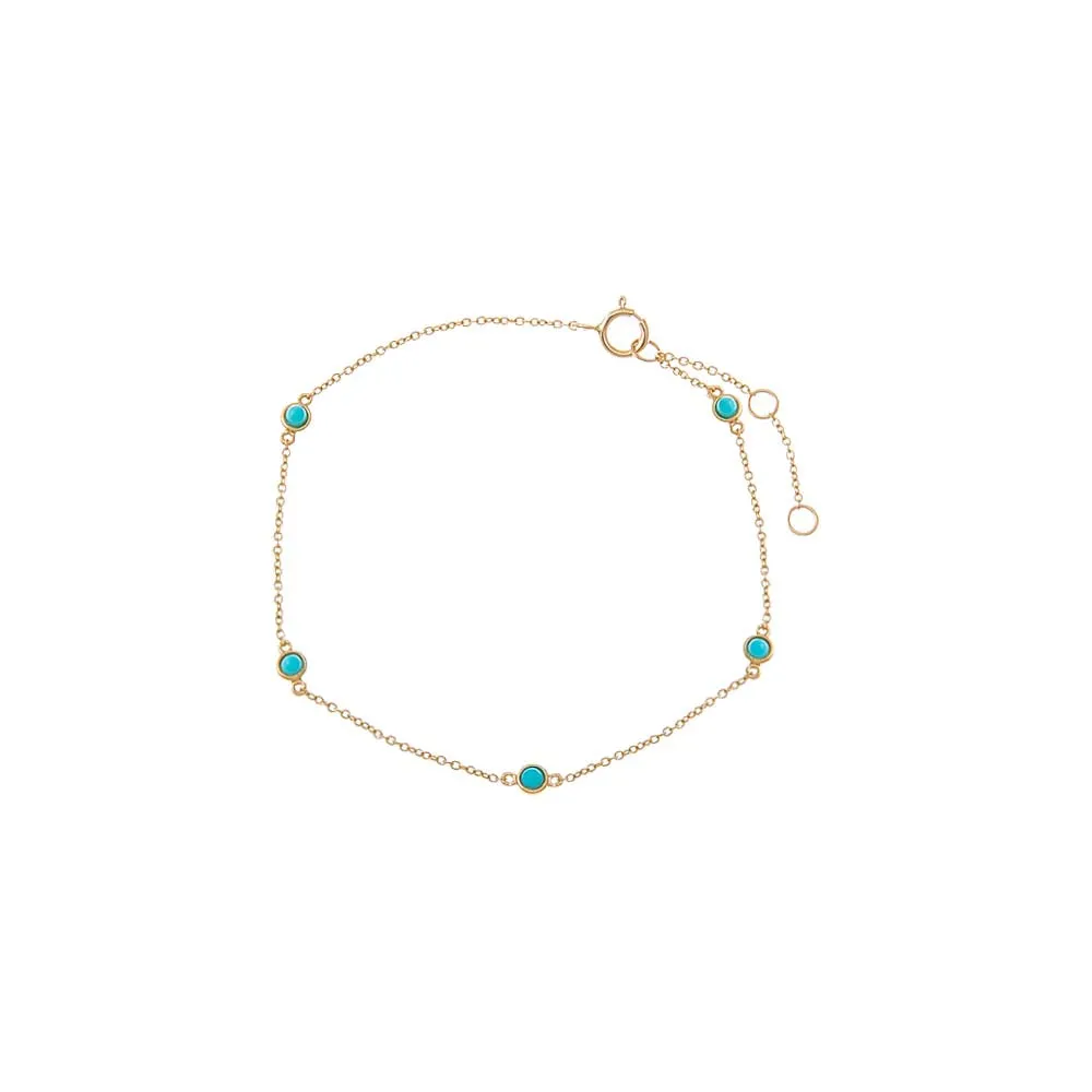 Turquoise By The Yard Bezel Bracelet 14K sold by Adina Eden's