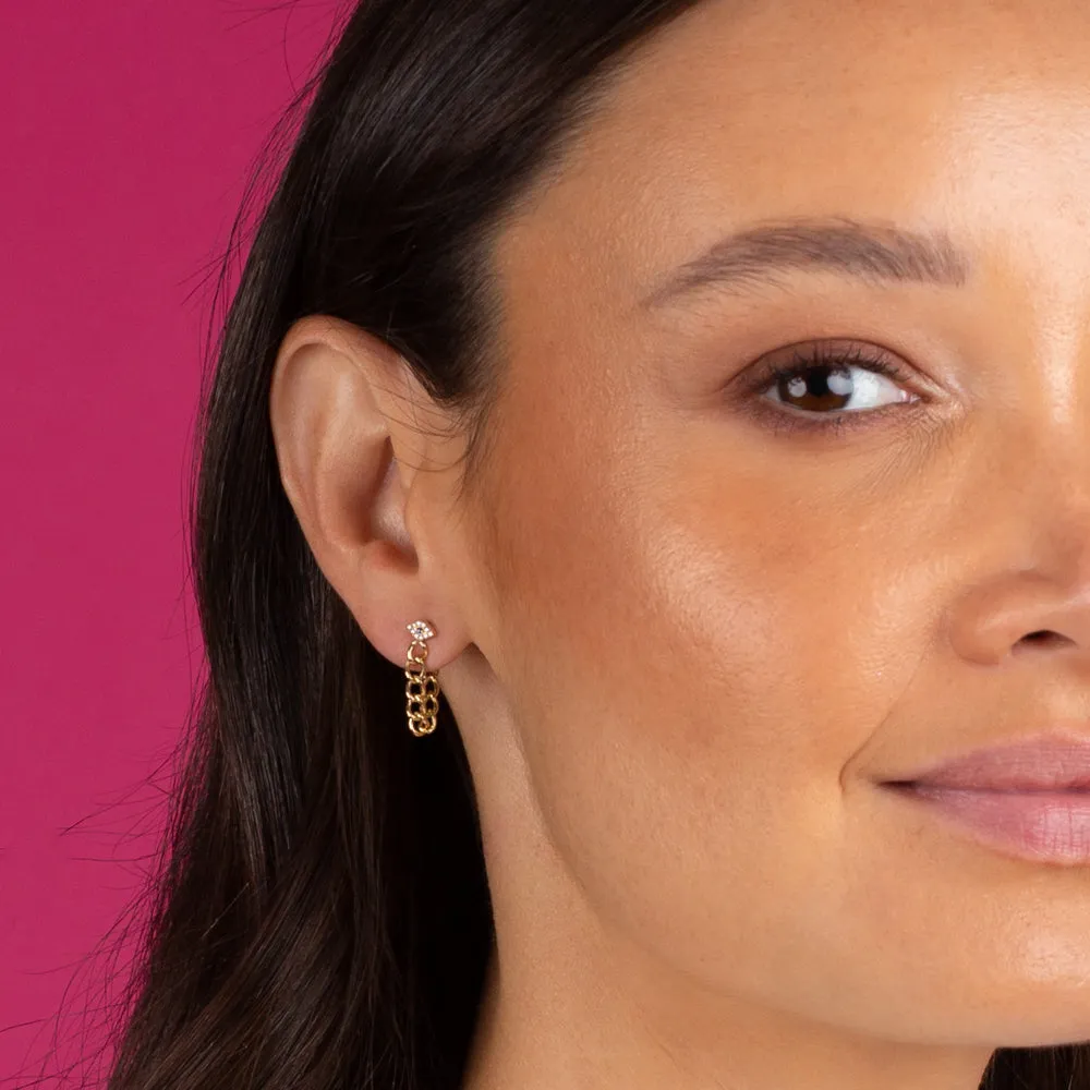 Diamond Evil Eye Front Back Link Stud Earring 14K sold by Adina Eden's product image thumbnail 2