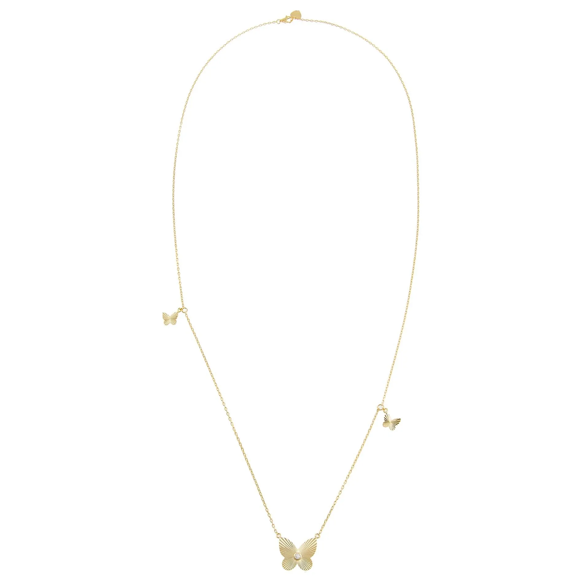 CZ Triple Butterfly Long Station Necklace sold by Adina Eden's product image thumbnail 2