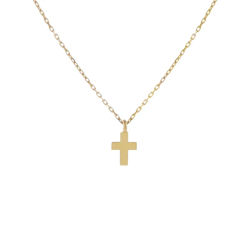 Tiny Solid Cross Necklace 14K sold by Adina Eden's