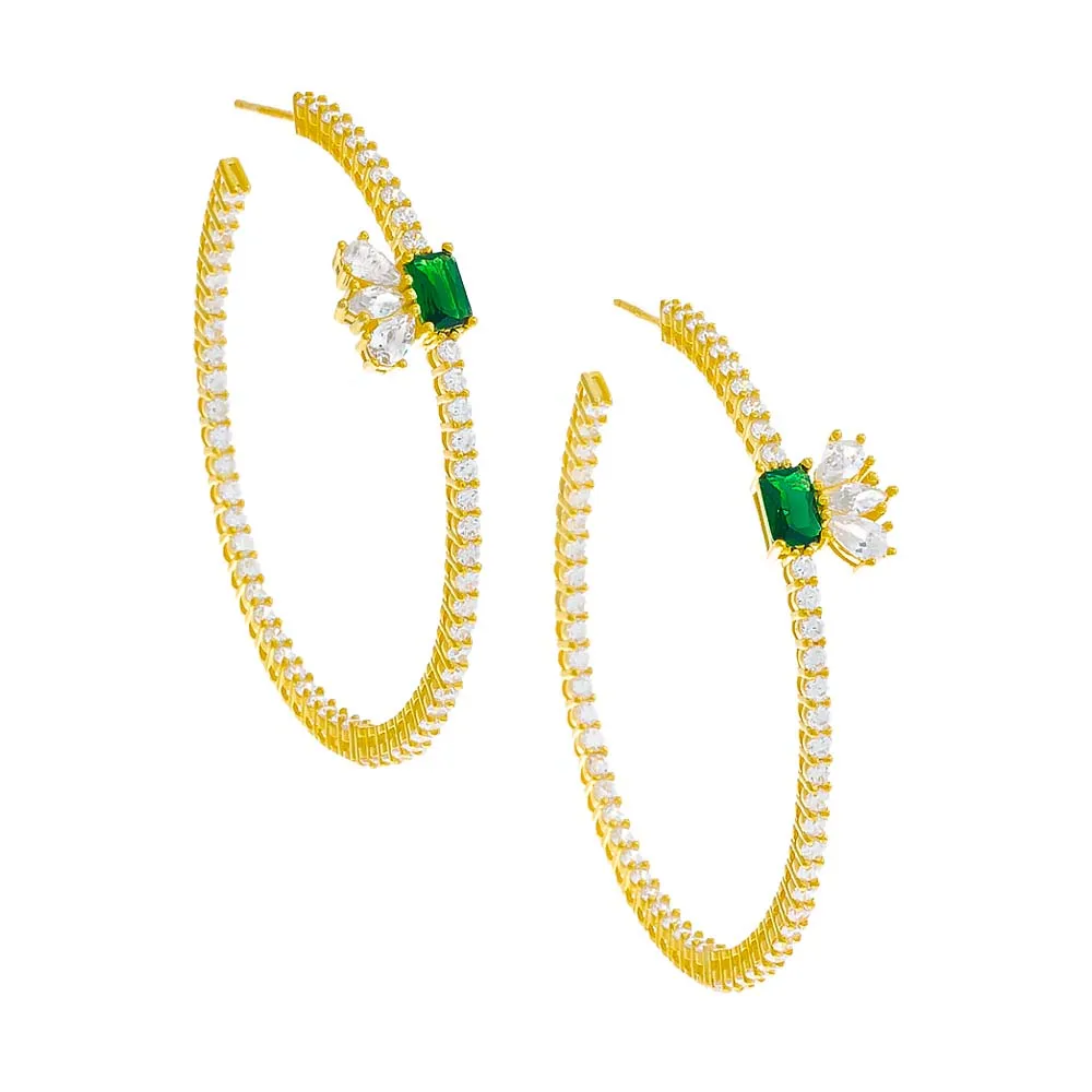Colored Accented Tennis Hoop Earring sold by Adina Eden's