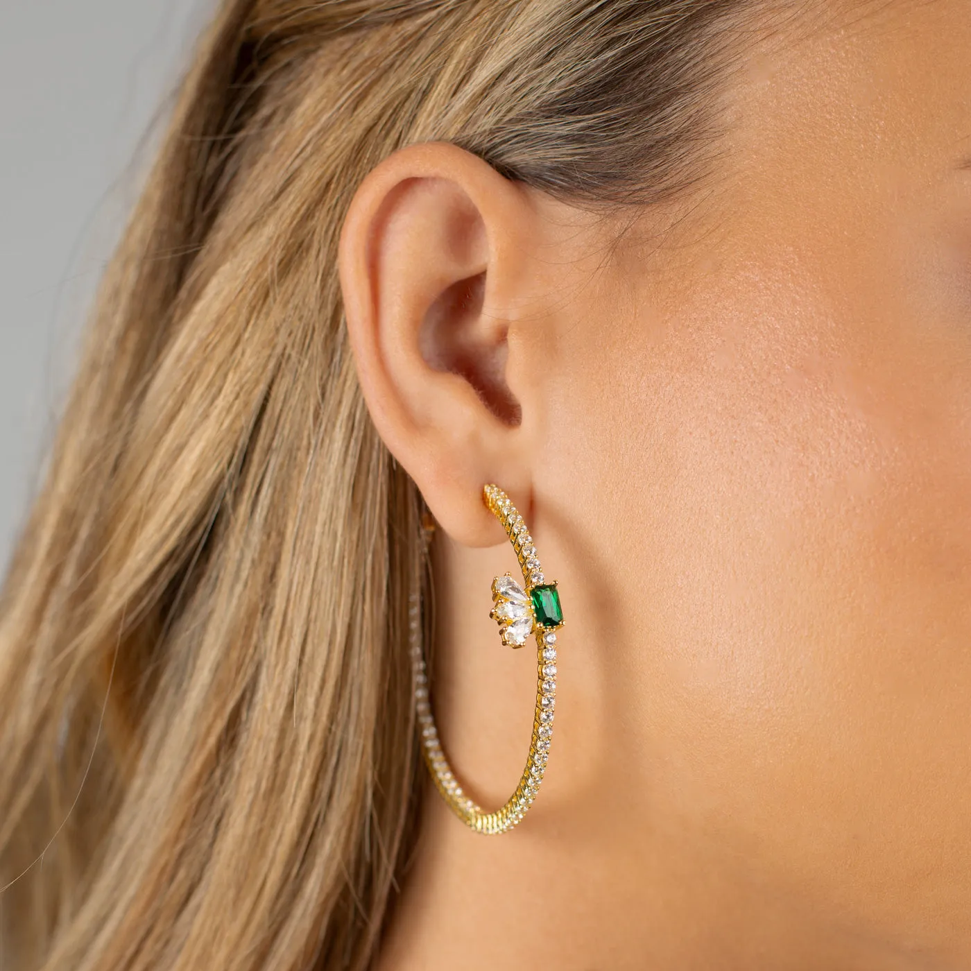 Colored Accented Tennis Hoop Earring sold by Adina Eden's product image thumbnail 2