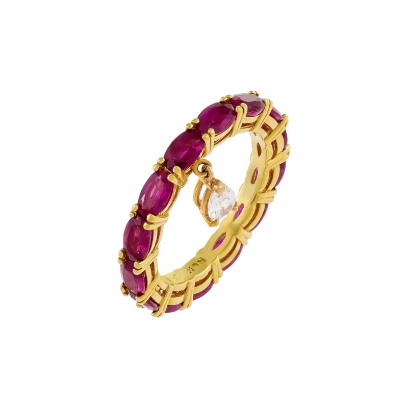 Diamond Ruby Teardrop Ring 18K sold by Adina Eden's