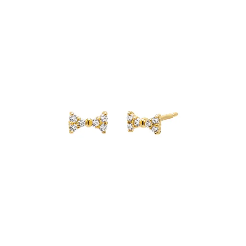 CZ Pave Mini Bow Stud Earring 14K sold by Adina Eden's