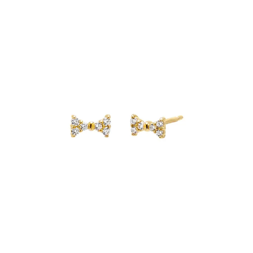 CZ Pave Mini Bow Stud Earring 14K sold by Adina Eden's
