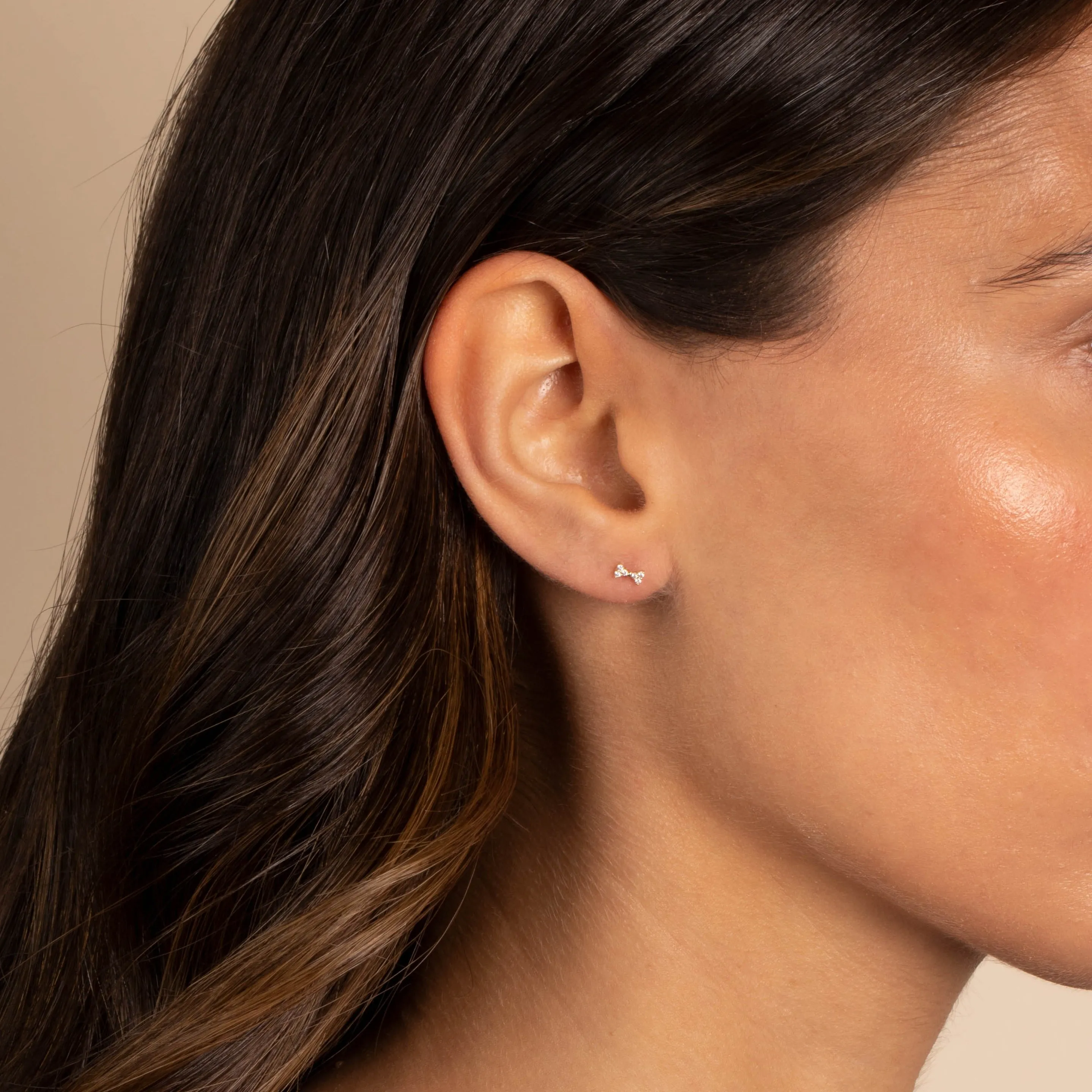 CZ Pave Mini Bow Stud Earring 14K sold by Adina Eden's product image thumbnail 2