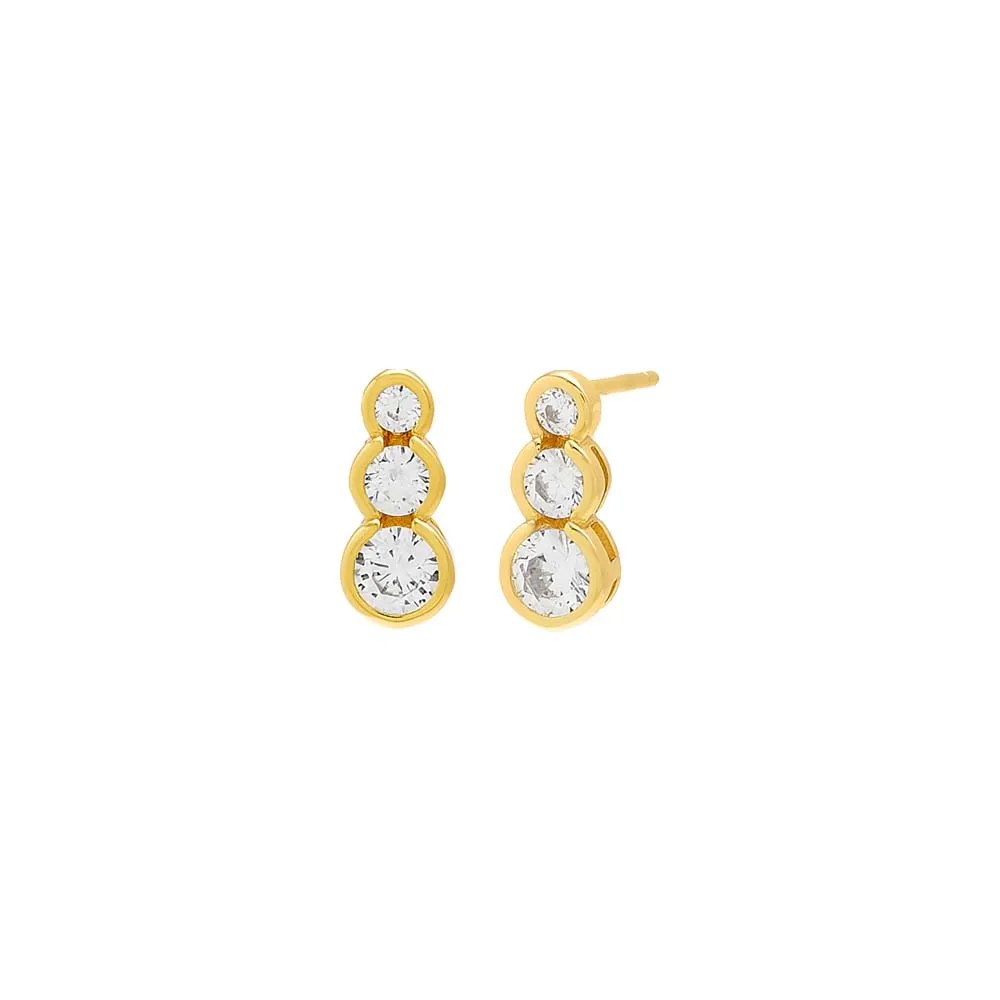 Graduated CZ Bezel Bar Stud Earring sold by Adina Eden's