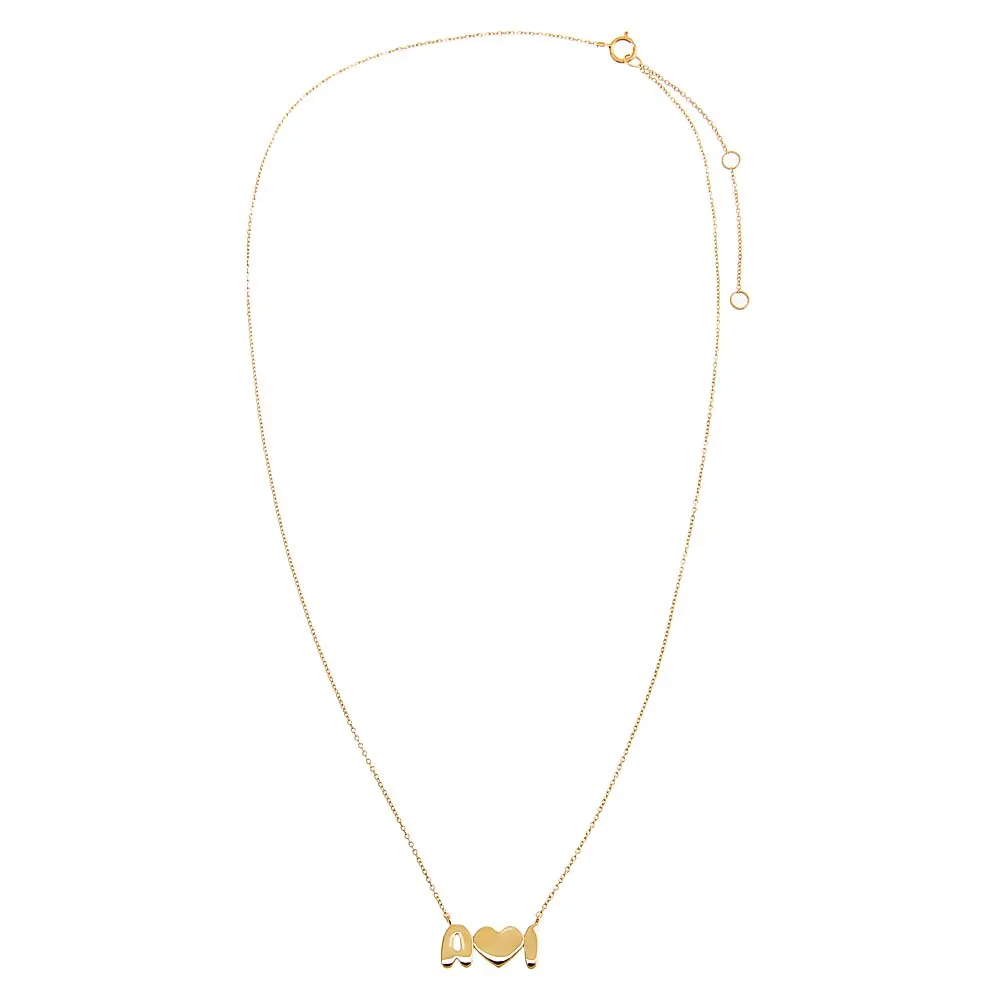 Solid Bubble Double Initials Heart Necklace 14K sold by Adina Eden's product image thumbnail 2