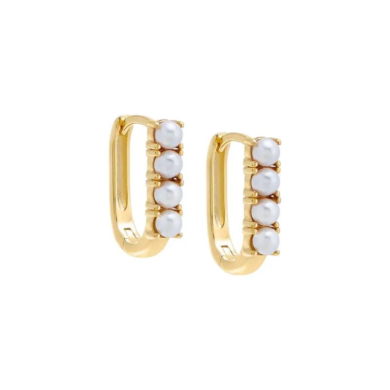 Pearl Oval Huggie Earring sold by Adina Eden's