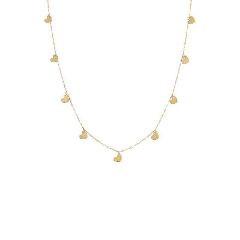 Mini Solid Dangling Hearts Necklace 14K sold by Adina Eden's