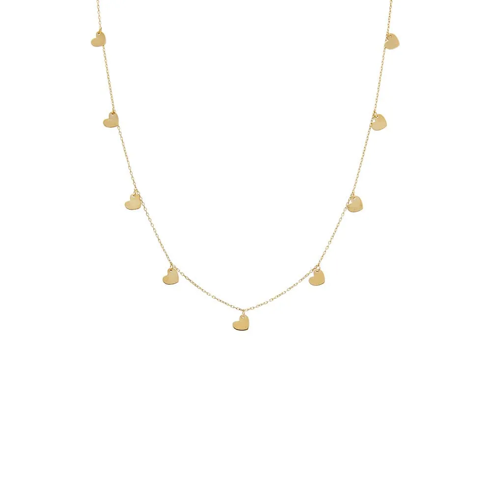 Mini Solid Dangling Hearts Necklace 14K sold by Adina Eden's