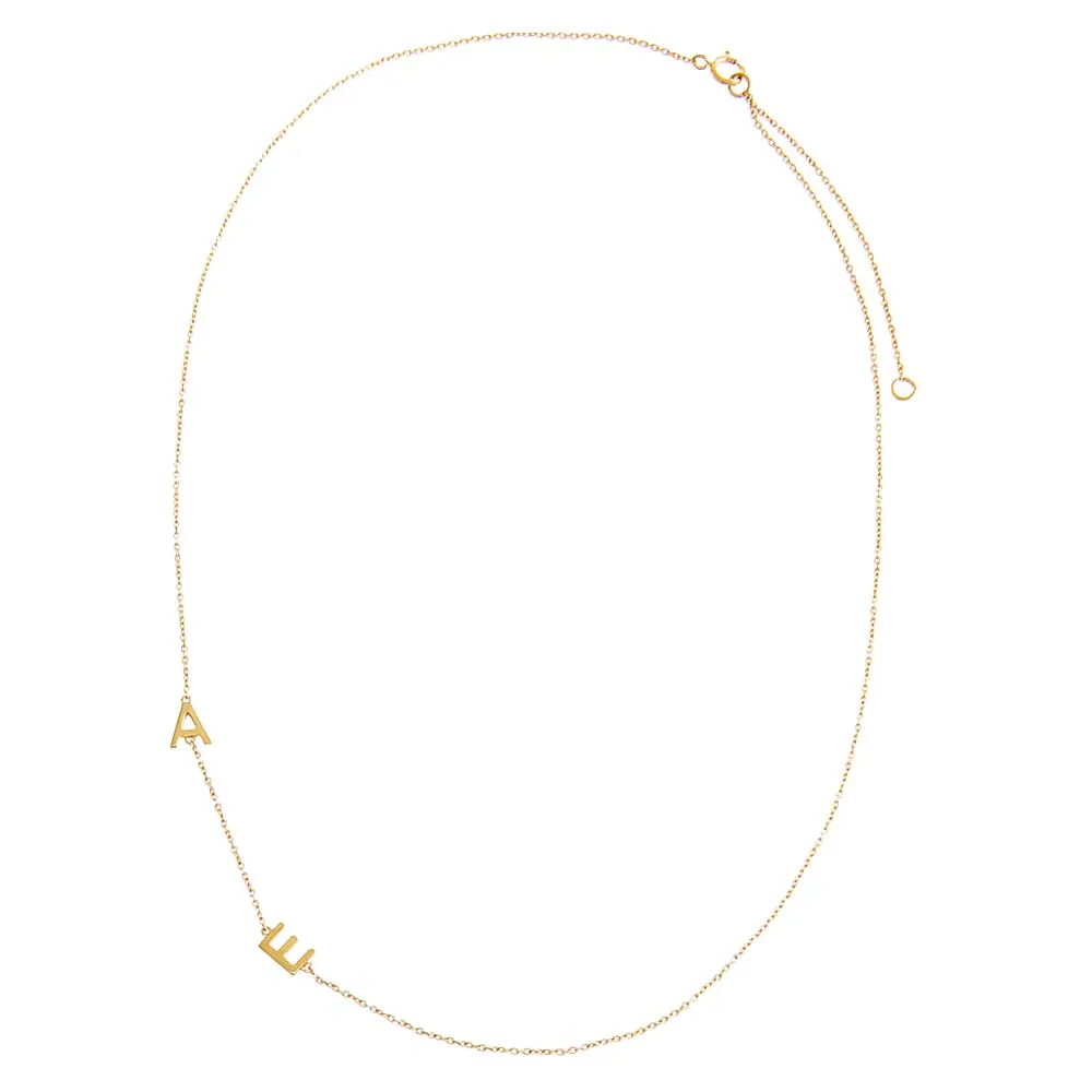Solid Double Initial Necklace 14K sold by Adina Eden's product image thumbnail 3