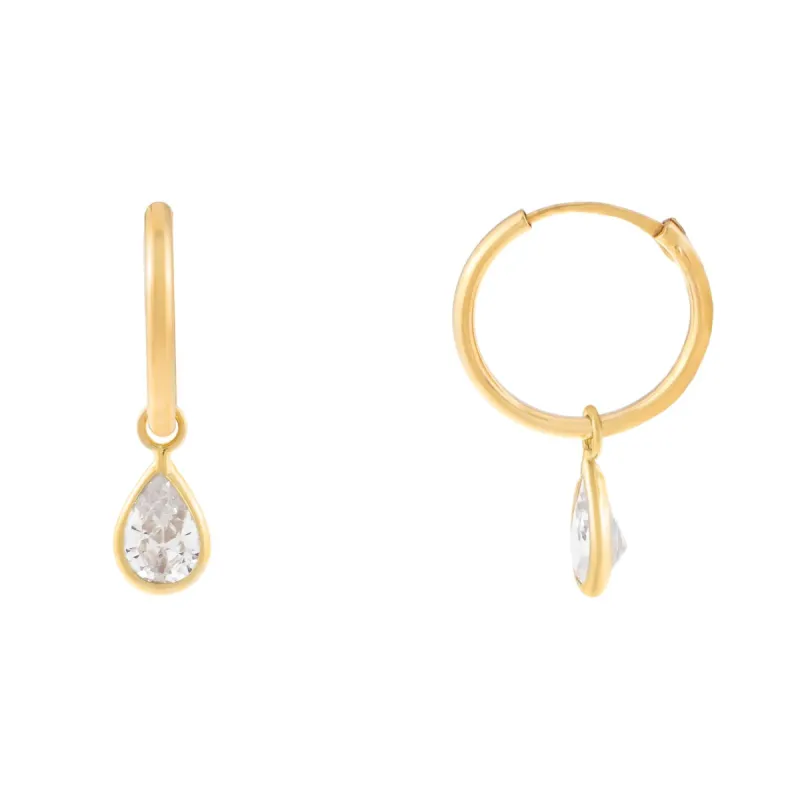 CZ Teardrop Hoop Earring 14K sold by Adina Eden's