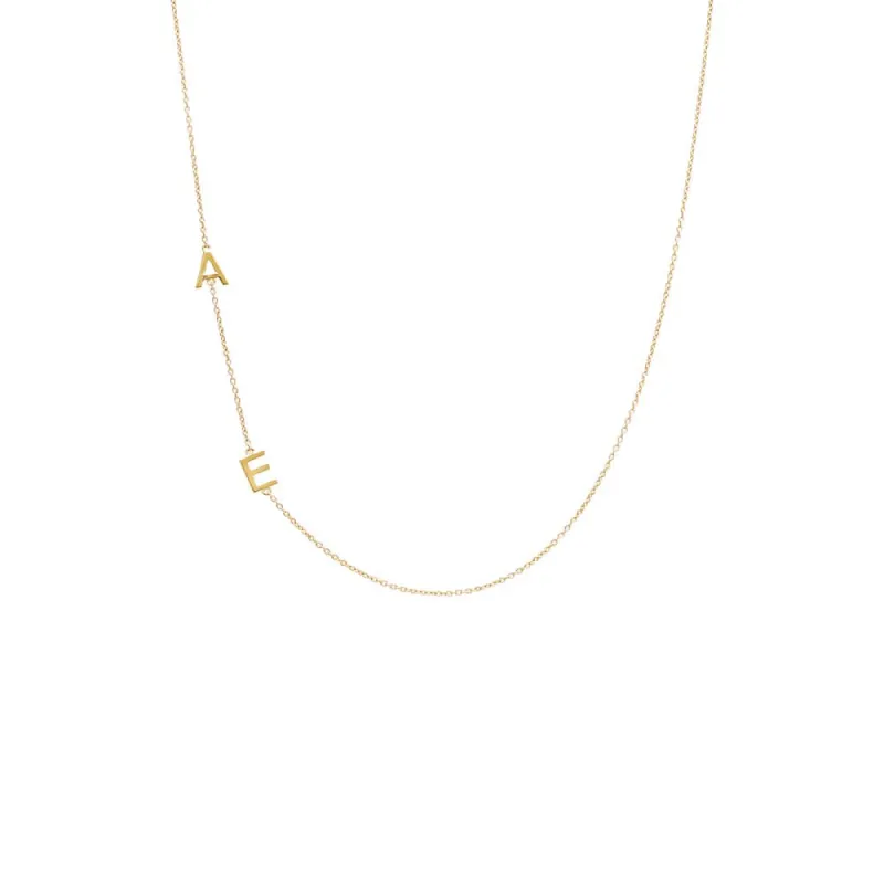 Solid Double Initial Necklace 14K sold by Adina Eden's