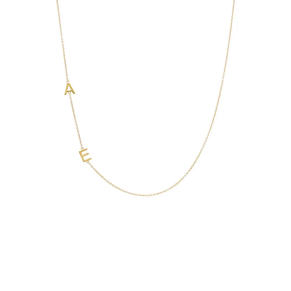 Solid Double Initial Necklace 14K sold by Adina Eden's