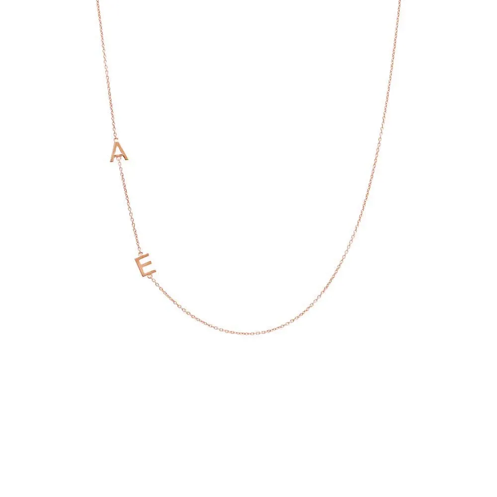 Solid Double Initial Necklace 14K sold by Adina Eden's product image thumbnail 5