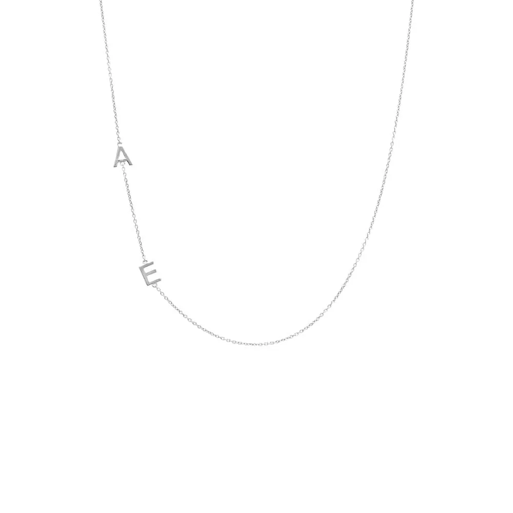 Solid Double Initial Necklace 14K sold by Adina Eden's product image thumbnail 4