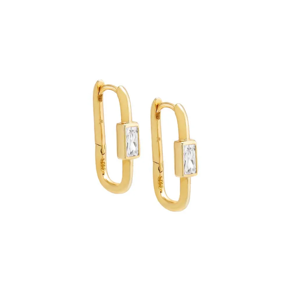 Colored Bezel Baguette Oval Huggie Earring sold by Adina Eden's product image thumbnail 4